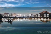 草莓视频完整指南：关键设置、重要按钮与界面路径说明，草莓视频操作