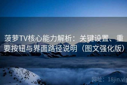 菠萝TV核心能力解析：关键设置、重要按钮与界面路径说明（图文强化版）