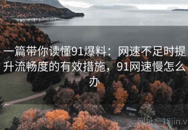 一篇带你读懂91爆料：网速不足时提升流畅度的有效措施，91网速慢怎么办