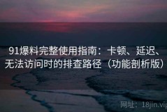 91爆料完整使用指南：卡顿、延迟、无法访问时的排查路径（功能剖析版）