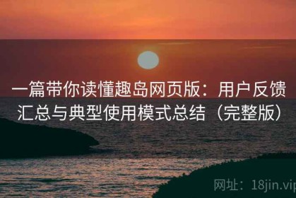 一篇带你读懂趣岛网页版：用户反馈汇总与典型使用模式总结（完整版）
