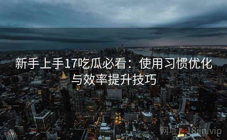 新手上手17吃瓜必看：使用习惯优化与效率提升技巧