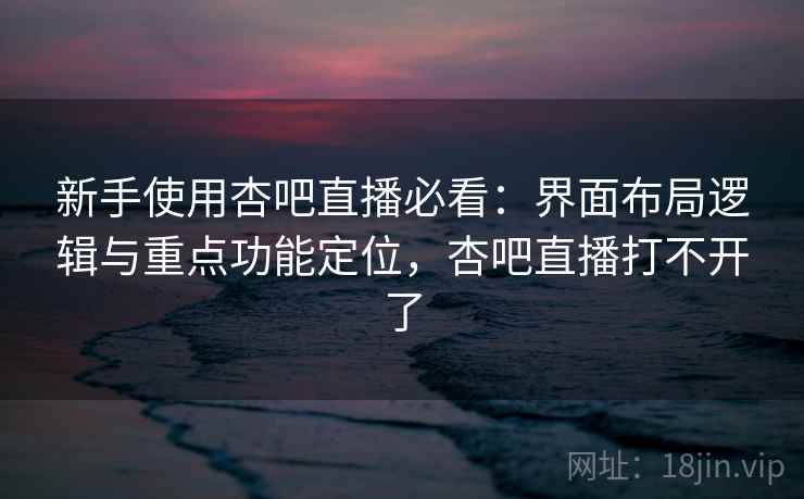 新手使用杏吧直播必看：界面布局逻辑与重点功能定位，杏吧直播打不开了