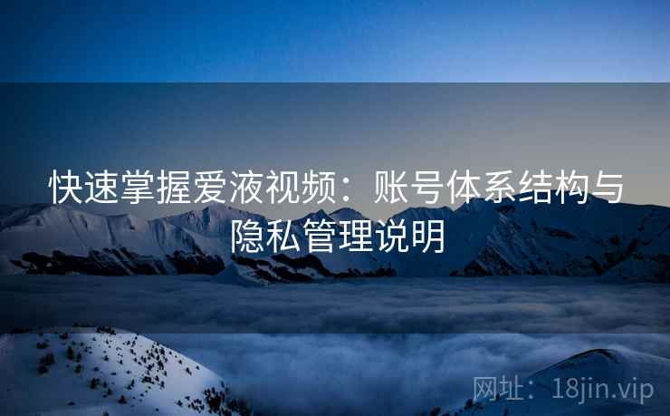 快速掌握爱液视频：账号体系结构与隐私管理说明